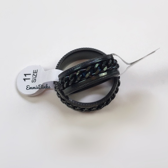 ✨3/$38  New Unisex Midnight Black Spinner Ring ~ Anxiety Fidget Ring Jewelry - Picture 2 of 9